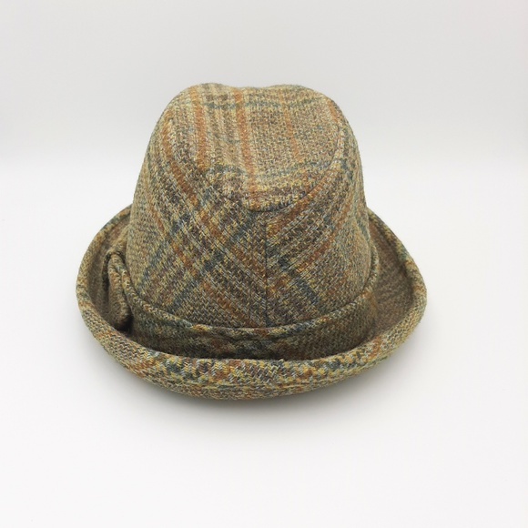 Vintage Classic Wool Herringbone Plaid Trillby Hat - Picture 3 of 6